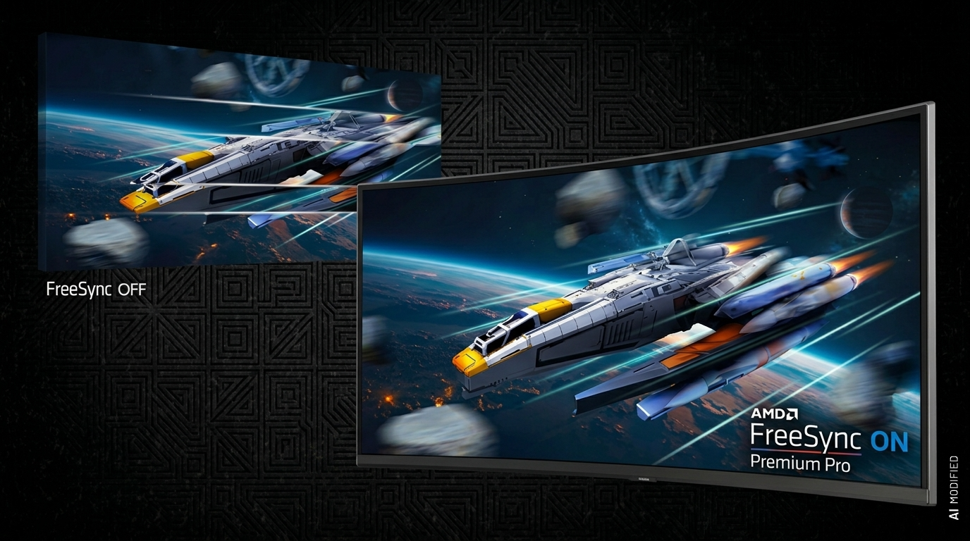 Gamescène in vergelijking: FreeSync uit en AMD FreeSync Premium Pro aan