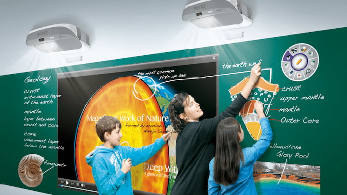 Multitouch BenQ projector in gebruik in een school